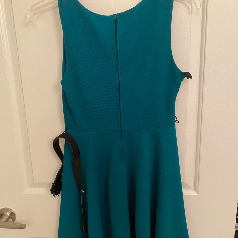 Great Teal Blue Dress with Black Belt